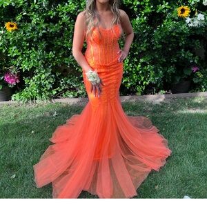 Jovani Vibrant Orange Prom Dress